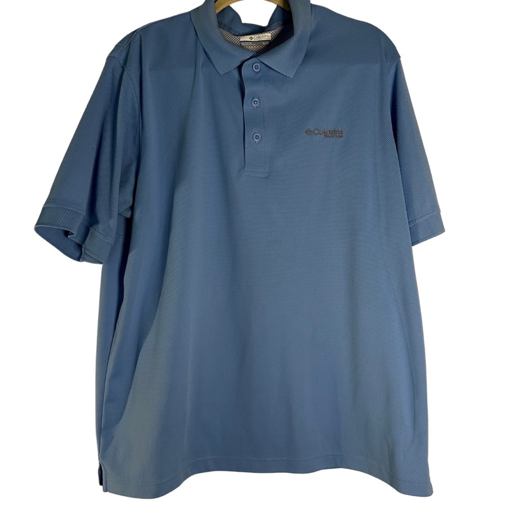 Columbia PFG Omni-Shade Polo Shirt XL Blue Performance Fishing Gear